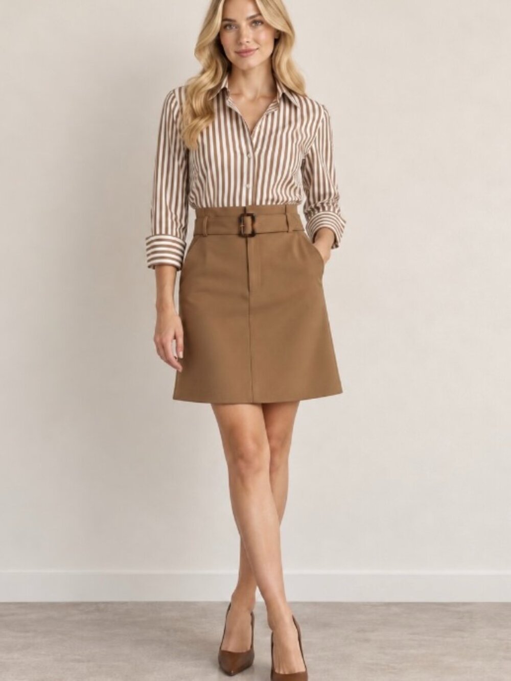 Banana Republic camel colored skirt pockets size 8p fall office tailored